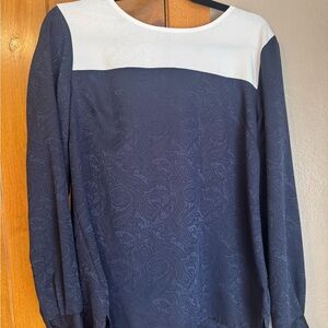 The Limited Navy and White Paisley Blouse